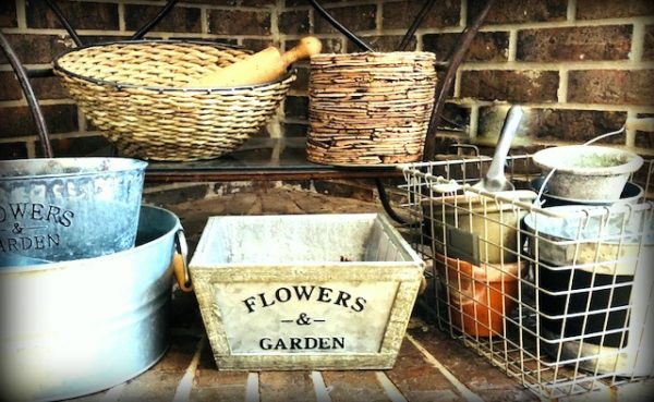 baskets farmhouse tins boxes planters rustic